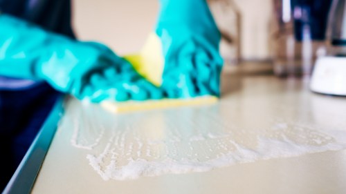 Trained carpet cleaning staff using equipment with care